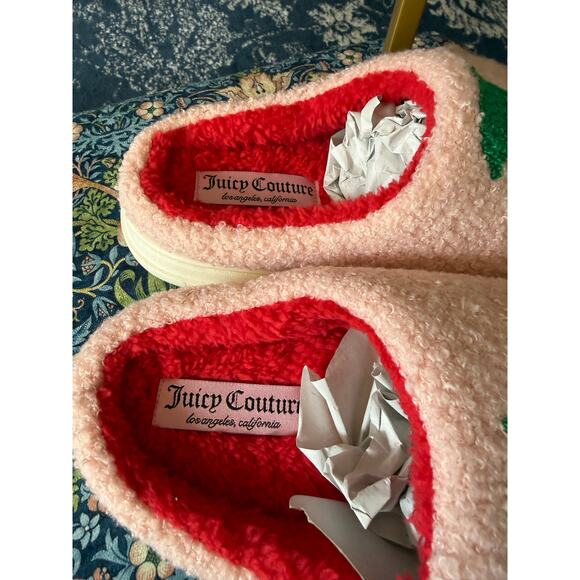 NWT Juicy Couture Pink Cherry Comfy Slippers Sz. XL (9.5-10.5) - Picture 6 of 8